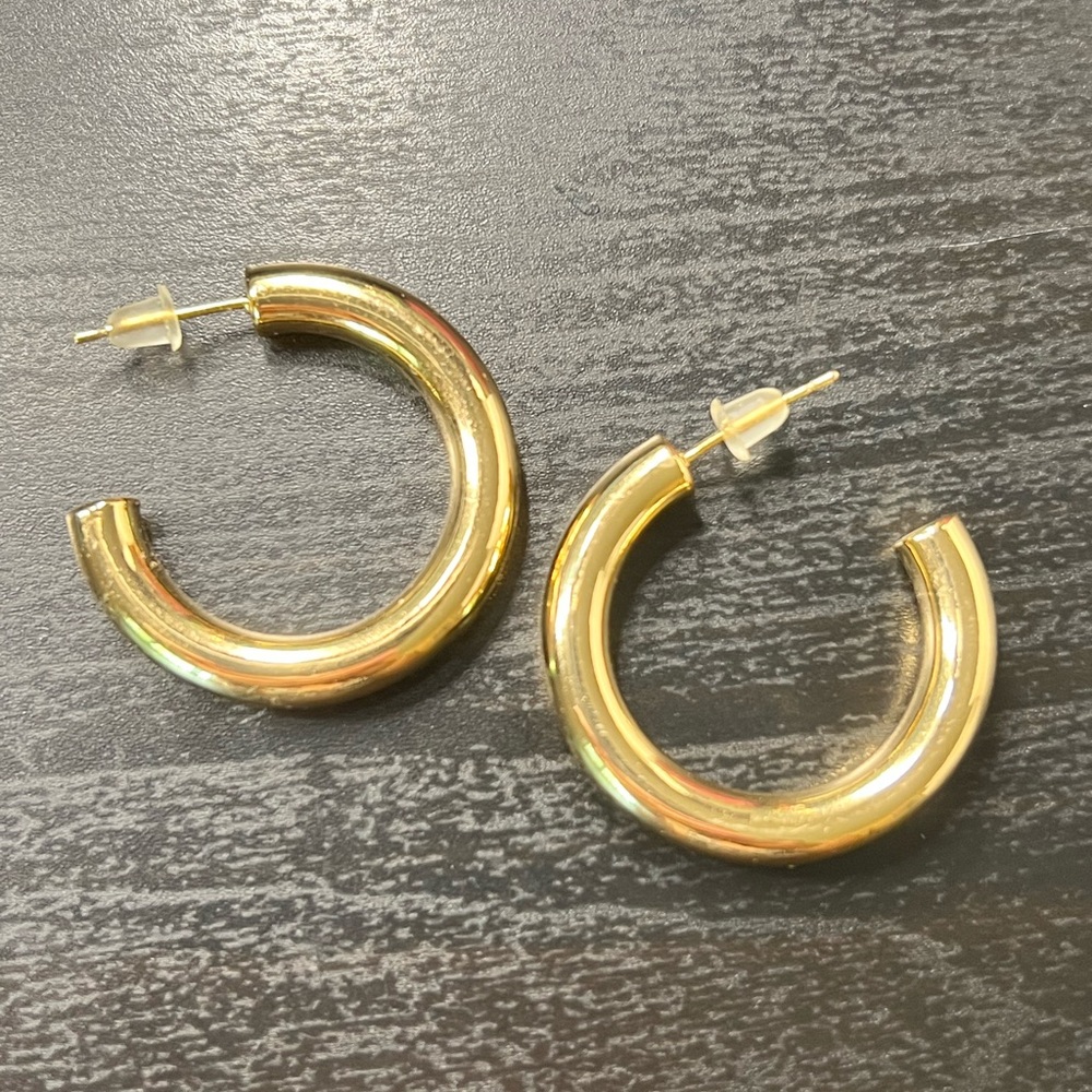 CHUNKY GOLD PLATED HOOP EARRINGS